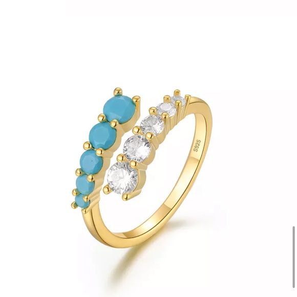 ‼️SALE‼️Turquoise sterling silver gold plated ring - Picture 1 of 5